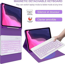 Load image into Gallery viewer, iPad Air 13 inch Keyboard Case (M2, 2024), Detachable Bluetooth Keyboard| 7 Colors RGB Backlit| Slim Folio Cover with Pencil Holder for iPad Pro 12.9 inch 6th 2022/5th 2021/4th 2020/3rd 2018 Gen PUR