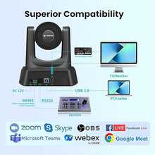 Load image into Gallery viewer, 3X Optical Zoom PTZ Camera HDMI USB 3.0 1080P 60fps 114-Degree Wide-Angle for Video Conference Business Meeting Live Streaming Online Learn with Zoom Skype Teams OBS and More