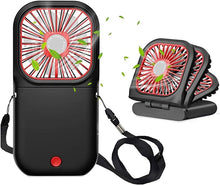 Load image into Gallery viewer, Portable Neck Fan Mini Quiet Handheld Personal Foldable USB Rechargeable Fan Operated for Home Office Outdoor Travel, 3000mAh Power Bank Hands Free Necklace Fans (Black)