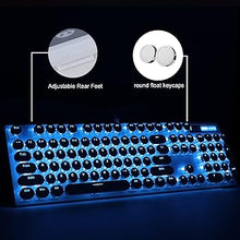 Load image into Gallery viewer, Camiysn Typewriter Style Mechanical Gaming Keyboard, White Retro Punk Gaming Keyboard with Blue Backlit, 104 Keys Blue Switch Wired Cute Keyboard, Round Keycaps for Windows/Mac/PC