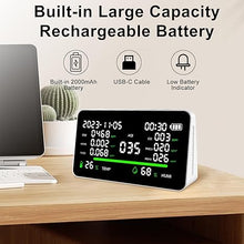 Load image into Gallery viewer, 11-in-1 Air Quality Monitor, Indoor CO2/VOC/AQI/PM2.5/Thermometer/Humidity Monitor, Portable Smart Air Quality Meters, Air Quality Tester for Home Office Outdoor, Battery Powered