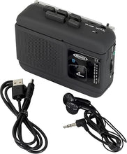 Load image into Gallery viewer, JENSEN MCR-60 MCR-60 Portable Personal Cassette Player/Recorder with AM/FM Radio, Bluetooth, and Earbuds, Black