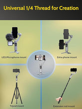Load image into Gallery viewer, Gimbal Stabilizer for Smartphone,3-axis Gimbal Anti-Shake for iPhone 15/14/13 Pro Android w/Built-in LED Light,1/4" Threads,Portable Phone Gimbal Vlogging for TikTok,Live-Stream-Smart X Grey