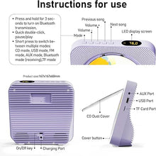 Load image into Gallery viewer, CD Player Portable Bluetooth 5.1 Desktop CD Player with HiFi Sound Speakers,Remote Control,Dust Cover,LED Display,Boombox FM Radio,USB/AUX for Home,Kids (Purple)
