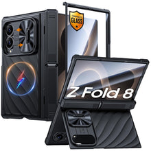 Load image into Gallery viewer, Vizvera for Galaxy Z Fold 8 Case, Magnetic Power Wireless Charging with Sliding Lens Cover, Built-in Hinge Kickstand Protection,Rugged Textured Shockproof Phone Case for Z Fold 8 (2026)-Black
