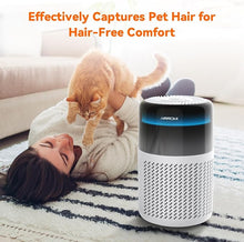 Load image into Gallery viewer, AIRROMI Air Purifier for Bedroom Home,HEPA Filter,Covers Upto 549 Ft²,Quiet 360°intake Air Cleaner with Fragrance ponge for Better Sleep,Night Light,Filters Smoke,Pet Dander,Allergies,Dust,A2005 White