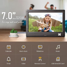 Load image into Gallery viewer, KODAK 7 Inch Wood Digital Picture Frame with Remote Control, 1024x600 IPS Screen HD Display Digital Photo Frame, USB or SD Card Required, Auto-Rotate, Supports Photo/Video/Music/Calendar/Slideshow