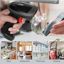 Load image into Gallery viewer, Barcode Scanner Wireless, 1D 2D QR Code Scanner Handheld Versatile 2-in-1 2.4Ghz Wireless & USB Wired Book Scanner for Personal Library, Warehouse Inventory, Clothing Shops and More