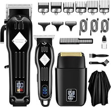 Load image into Gallery viewer, SUNNOW Hair Clippers for Men, Beard Trimmer & Hair Trimmer & Electric Foil Shavers Razor Kit, Hair Cut Machines Men's Beard Grooming Kit for Home, Barber(Black)