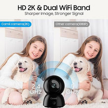 Load image into Gallery viewer, Indoor Camera, 2K Pet Cameras for Home Security Dual Band WiFi(2.4/5G), Security Camera with Phone App, 24/7 SD Card Storage, 2-Way Audio, Dog and Baby Monitor with Motion Detection, Black