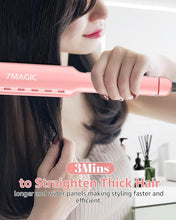 Load image into Gallery viewer, 7MAGIC 1.7" Wide Hair Straightener, Nano Titanium Flat Iron for Wet & Dry Hair, Flat Iron Hair Straightener with 5 Temp, MCH Fast Straightening Iron, Hair Iron with Dual Voltage, Pink