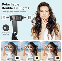 Load image into Gallery viewer, Extendable Phone Tripod, 71" Selfie Stick Phone Vlog Tripod Stand Quadrapod with All in 1 Phone Clip, Travel Tripod Phone Holder with Rechargeable Remote for iPhone Sony Canon GoPro…