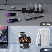 Load image into Gallery viewer, Magnetic Wireless Charger Stand, 3 in 1 Foldable Wireless Charging Station, Travel Charger for Multiple Devices for iPhone 16 15 14 13 12 Series, Apple Watch Ultra/9/8/7/6/5/4/3/2, AirPods