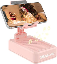 Load image into Gallery viewer, TechGlow Gift for Women Foldable Cellphone Stand with Bluetooth Speaker Wireless Speaker with Phone Holder Birthday Gift Idea for Mom Dad Cool Gadget Pink