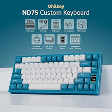 Load image into Gallery viewer, Chilkey ND75 Aluminum Keyboard 75% Percent Wireless Gaming Mechanical Keyboard with LCD Screen, Quick Assembly, BT/2.4G/USB-C, Hot Swappable Per-Key RGB Custom Blue Keyboard for Windows, MacOS