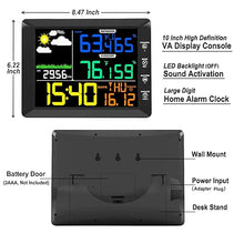 Load image into Gallery viewer, Wireless Weather Station Clock, 10 Inch Home Indoor Weather Monitor with Barometer, Outdoor Temperature and Humidity Gauge, Black