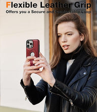 Load image into Gallery viewer, Capture Grip Loop Magnetic Stand for iPhone 16 Pro Max Case with Screen Protector, Protective iPhone 16 Pro Max Case Leather,Compatible with MagSafe,Built-in Kickstand,for Men Women, Burgundy