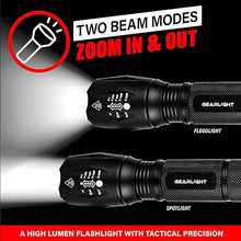 Load image into Gallery viewer, GearLight LED Flashlight Bright, Zoomable Tactical Flashlights with High Lumens and 5 Modes for Emergency and Outdoor Use -Camping Accessories -S1000