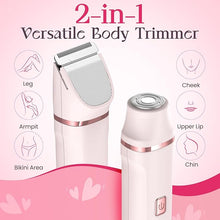 Load image into Gallery viewer, Bikini Trimmer for Women - Painless Electric Razors for Silk Skin,Cordless Body Shaver for Trip,Replaceable Lady Facial Razor, IPX7 Waterproof&Easy Cleaning, Ceramic Blade, USB Charge Dock Pink