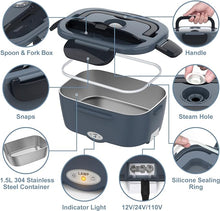 Load image into Gallery viewer, Heated Lunch Box for Adults, 60-80W Electric Lunch Box for Car/Truck, Portable Food Warmer, Heating Lunch Box for Work, Electric Lunchbox Food Heated for Men, Christmas Gift White Elephant Gifts