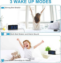 Load image into Gallery viewer, Loud Alarm Clock for Heavy Sleeper,Vibrating Alarm Clock for Hearing Impaired Deaf,Annoying Alarm Clock,USB Port,Dual Alarm with Snooze,7" Large Dimmable LED Display,Battery Backup,Easy to Use,DST