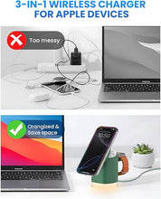 Load image into Gallery viewer, Wireless Charging Station for Apple Mag-Safe: JoyGeek 3 in 1 Magnetic Foldable Charger Stand for iPhone 16 15 14 13 12 Pro Max Plus - Apple Watch 10 9 8 7 6 5 4 SE - AirPods Pro 2/3/4