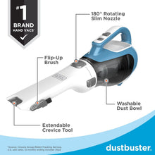 Load image into Gallery viewer, BLACK+DECKER dustbuster AdvancedClean/ Handheld Vacuum Cordless, Compact Home and Car Vacuum with Crevice Tool, Rotating Nozzle and Charging Station, Large Dust Bowl (CHV1410L)
