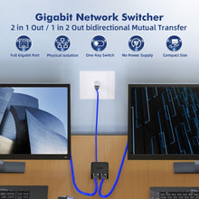 Load image into Gallery viewer, Binardat Gigabit Network Switcher, Passive Ethernet Selector, in/Out to A or B Network, Bidirectional Manual Switcher, No Power Required