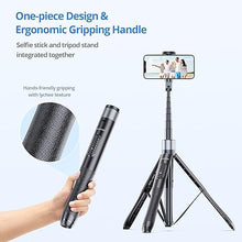 Load image into Gallery viewer, ATUMTEK 60" Selfie Stick Tripod, All in One Extendable Phone Tripod Stand with Bluetooth Remote 360° Rotation for iPhone and Android Phone Selfies, Video Recording, Vlogging, Live Streaming, Black