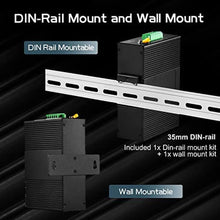 Load image into Gallery viewer, 8 Port Gigabit Industrial Ethernet Switch, 8 Ports 10/100/1000Mbps, Fanless Wall Mount and Din Rail, Metal IP40 -40~75C, with One Power Supply, Black_6898