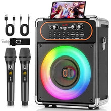 Load image into Gallery viewer, 80W Portable Bluetooth Speaker with 6.8" Subwoofers, All in One Karaoke for Adults Kids PA System, Jump Disco Lights Gifts forHome Party Outdoor, Black_1