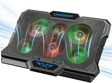 Load image into Gallery viewer, Laptop Cooling Pad, Laptop Cooler with 6 Quiet Fans RGB 7 Color Light for 15.6-17 Inch Laptop Cooling Fan Stand, Portable Slim USB Powered Gaming Laptop Cooling Pad, Switch Control Fan Speed(Black)