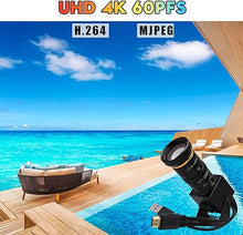 Load image into Gallery viewer, SVPRO HDMI USB Camera 4K 60fps USB3.0 Streaming Webcam with Zoom 5-50mm Telephoto Lens,10X Optical Zoom Industrial Microscope Camera H.264 Video Camera for Computer,Raspberry Pi,Monitor