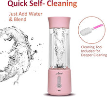 Load image into Gallery viewer, Portable Blender for Shakes and Smoothies, USB Rechargeable Personal Blender, Mini Blender with a 17.6oz Capacity, Strong Stainless-Steel Blades, and Powerful Motor, For Travel, Camping, Gym (Pink)