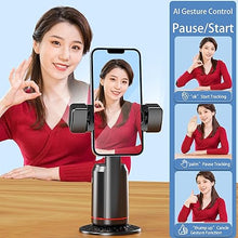 Load image into Gallery viewer, MQOUNY Auto Face Tracking Phone Holder, 360° Rotation Face Body Phone Tripod Smart Shooting Camera Mount with Rechargeable Remote and Light for Live Vlog Streaming Video, Rechargeable