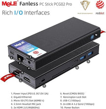 Load image into Gallery viewer, MeLE Fanless Mini PC Stick N100 PCG02 Pro 8GB LPDDR4x 256GB eMMC Micro Computer 2x HDMI 4K WiFi 5 BT5.1 Gigabit Ethernet, Support Linux, PD3.0 Protocol on Industrial IoT Office Digital Signage MES WMS