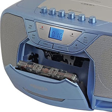 Load image into Gallery viewer, JENSEN CD-590-BL CD-590 1-Watt Portable Stereo CD and Cassette Player/Recorder with AM/FM Radio and Bluetooth (Blue)