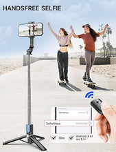 Load image into Gallery viewer, 45" Selfie Stick Tripod with 2 Lights, Extendable 5 in 1 Selfie Stick Phone Tripod, Portable Selfie Sticks with Wireless Remote Compatible with iPhone 15/14/13 Pro Max, Samsung, Android, Gopro