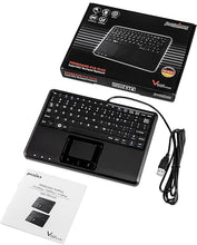 Load image into Gallery viewer, Perixx PERIBOARD-510H Plus, Wired Super Mini USB Touchpad Keyboard, X Type Scissor Keys with 2 Built-in Hubs, Black, US English Layout (11005)
