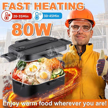 Load image into Gallery viewer, Nifogo Electric Lunch Box for Adults 80W Portable Heated Lunch Box for Men 3 in 1 Portable Food Warmer 110V/12V/24V with 1,8L Removable Stainless Steel Container & Bag(Black)