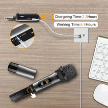 Load image into Gallery viewer, VeGue Wireless Microphone, UHF Cordless Dual Handheld Dynamic Mic Set with Rechargeable Receiver, for Karaoke Party, Voice Amplifier, PA System, Singing Machine, Church, Wedding, Meeting, 200ft (WM-2)