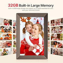 Load image into Gallery viewer, Frameo 10.1" Digital Picture Frame, Gray Wood Smart WiFi Digital Photo Frame with 1280x800 HD IPS Touch Screen 32GB Memory Auto-Rotate Wall Mounted Slideshow, Share Photos/Videos from Phone Remotely