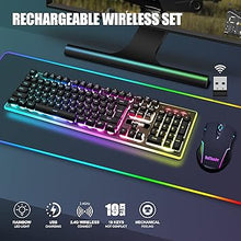Load image into Gallery viewer, RedThunder K10 Wireless Gaming Keyboard and Mouse Combo, LED Backlit Rechargeable 3800mAh Battery, Mechanical Feel Anti-ghosting Keyboard + 7D 3200DPI Mice for PC Gamer (Black)
