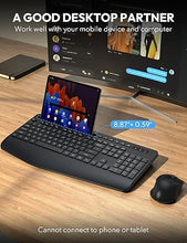 Load image into Gallery viewer, Wireless Keyboard and Mouse, Wrist Rest, Phone Holder, Batteries Included, 2.4G Lag-Free Ergonomic Keyboards Mouse Combo, Silent Keyboard Cordless Set for Computer, Laptop, PC, Mac, Windows -SABLUTE