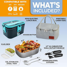 Load image into Gallery viewer, FORABEST Electric Lunch Box for Adults, 1.8L Durable No-leak Fast 80W Heated Lunch Box for Adult 12/24/110/220V Universal Food Warmer Lunch Box for Car,Truck,Office Loncheras Para Hombres De Trabajo.