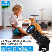 Load image into Gallery viewer, MMlove 4K HDMI USB Camera 30FPS Webcam 10X Variable Focus 5-50mm Zoom Lens H.265 2X Digital Zoom PC Streaming Close up Zoom in and Out Web Camera for Conference Classes