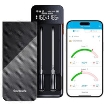 Load image into Gallery viewer, GoveeLife Wireless Meat Thermometer with 2 Probes, Unlimited Range WiFi Meat Thermometer with Digital LCD Rechargeable Base, APP Recipes, Bluetooth Food Cooking Thermometer for BBQ Grill, Oven, Smoker