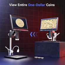 Load image into Gallery viewer, TOMLOV DM702 Digital Micrscope, Full View Coin Microscope with 10" Screen, Coin Magnifier with Light for Collectors, Soldering Microscope for Micro Electronics Repair, Magnifying Glass for Adults