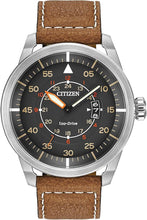 Load image into Gallery viewer, Citizen Men’s Eco-Drive 3-Hand Date Avion Watch with Leather Strap (Style: AW1361:10H)