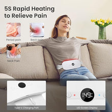 Load image into Gallery viewer, NOWWISH Heating Pad for Period Cramps Pain Relief, Portable Electric Cordless Menstrual Heating Pad Rechargeable with 6 Heat Levels and 6 Massage Modes, Christmas Gifts for Women Teen Girls, White